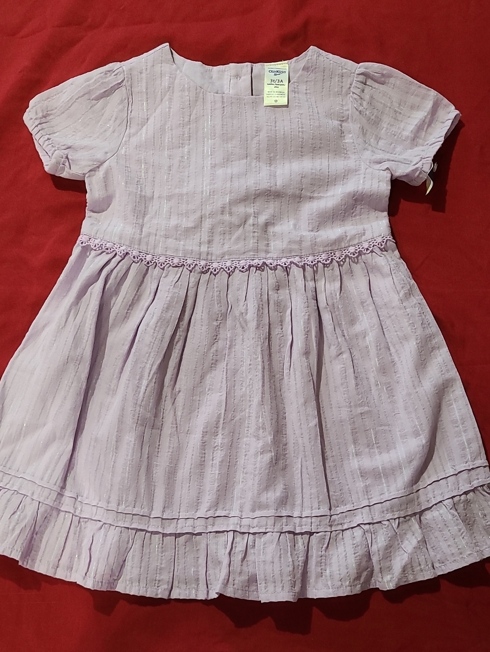 OshKosh B'gosh Lilac Short Puff-Sleeve Girls Dress